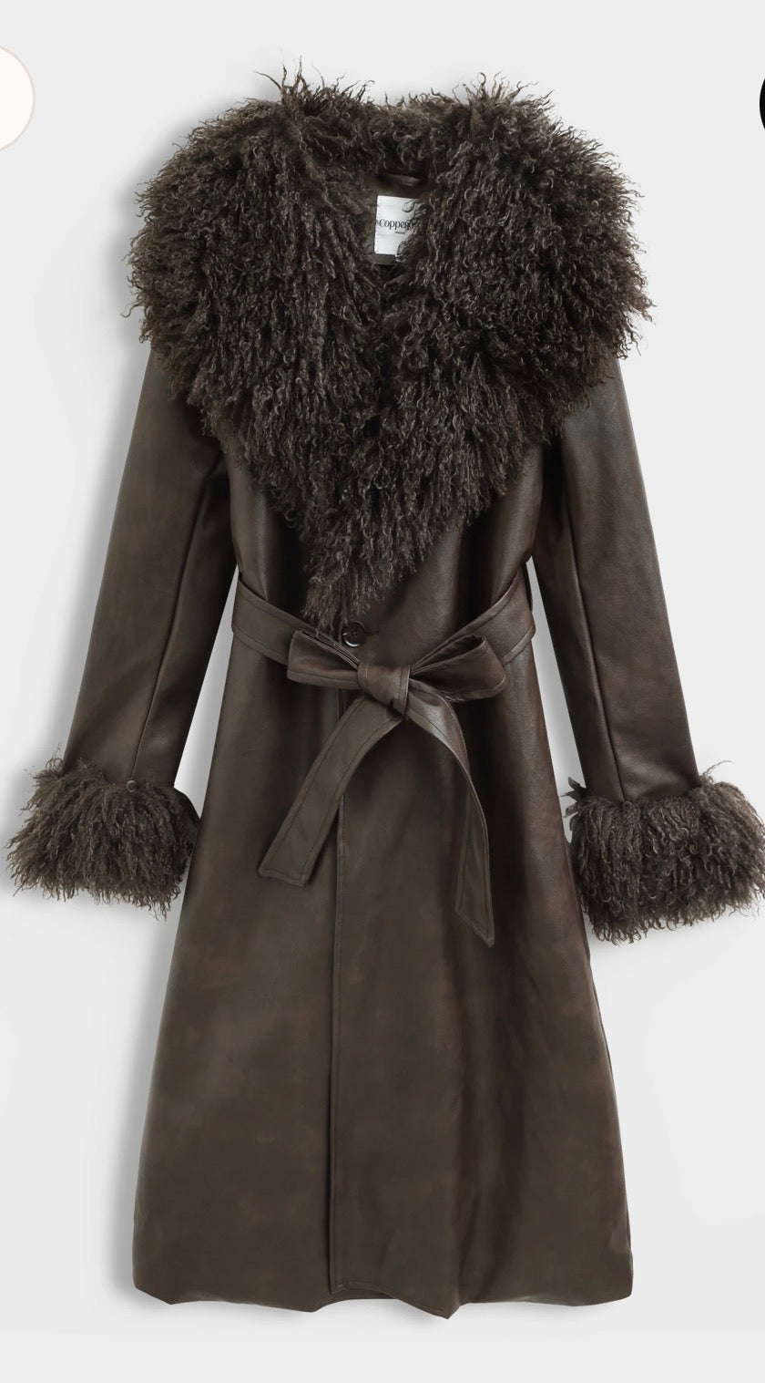 Manteau long simili