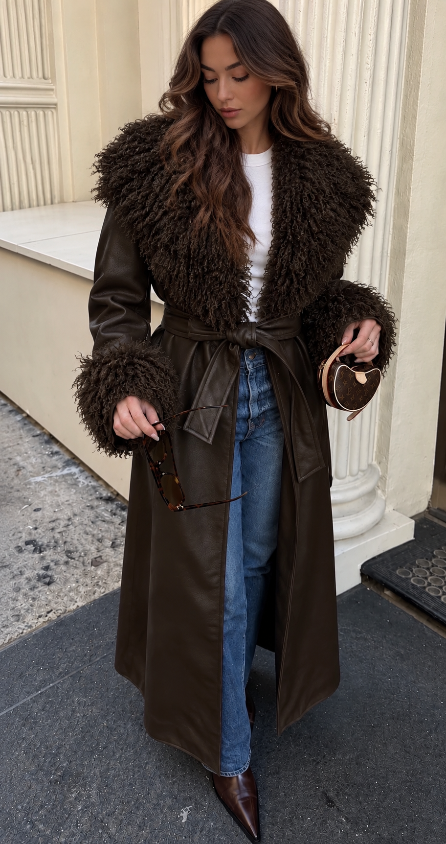 Manteau long simili